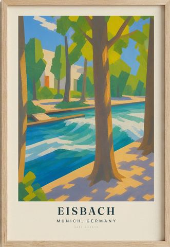 Eisbach surf poster in an oak frame