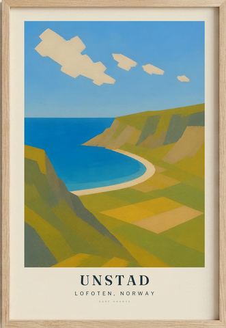 Unstad surf poster in an oak frame